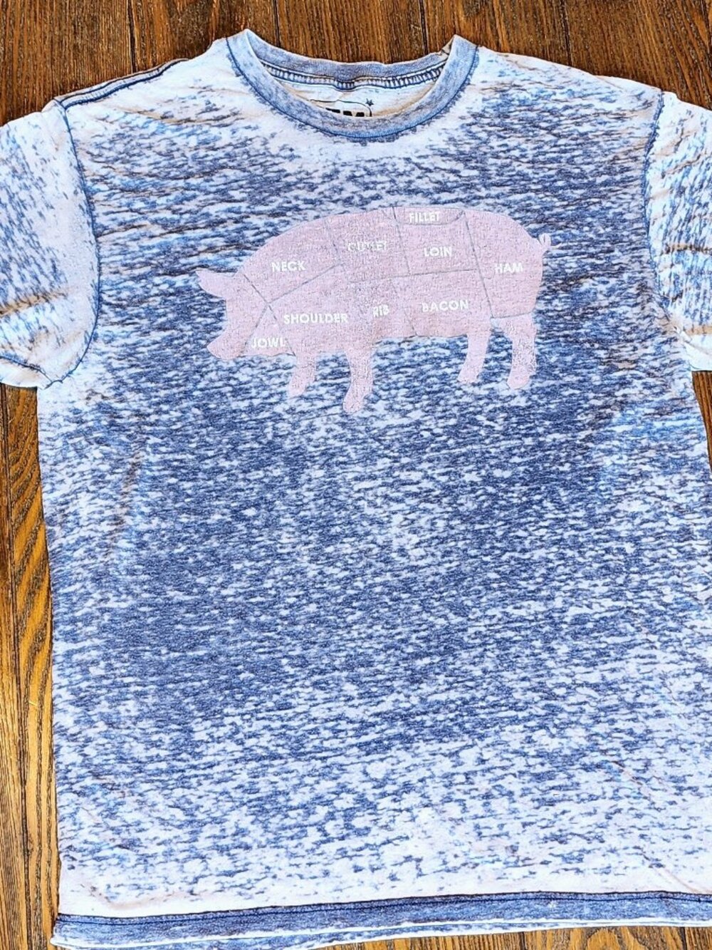Vintage Distressed JEM Cuts of Pork Graphic T-Shirt / Unisex Medium / Blue